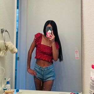 Red Ruffle Top NWOT